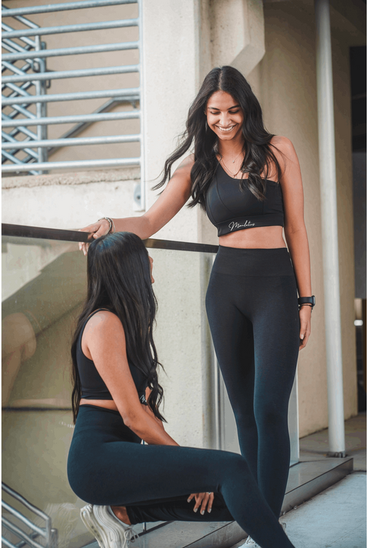 Monletics- Coal high compression leggings in black facing forward