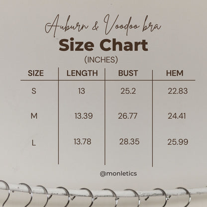 Monletics- black one shoulder sports bra sizing chart 